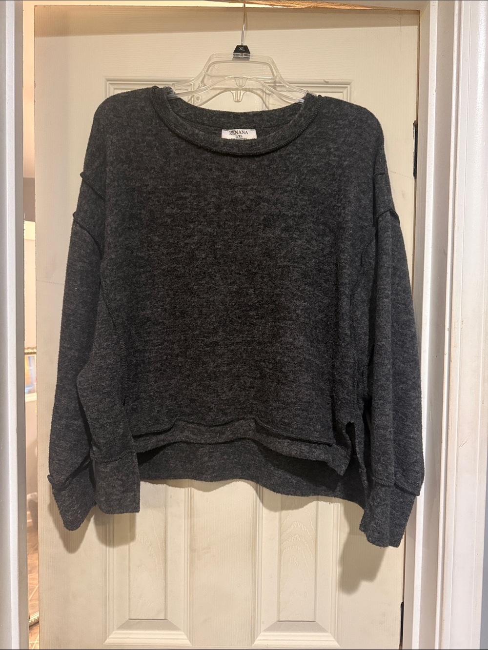 Zenana oversized cropped pullover sweater.